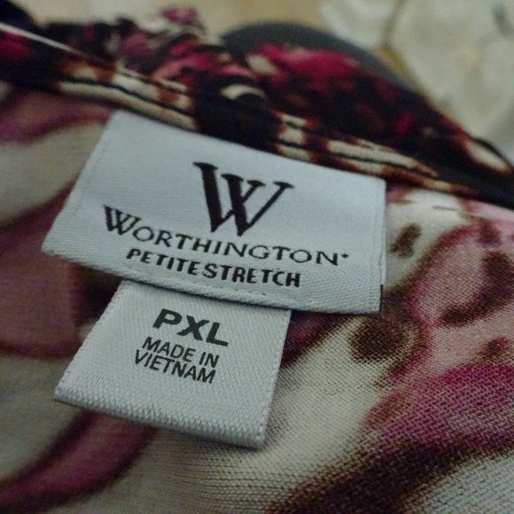 Worthington Women's Size PXL Wine/Black Abstract Print-3/4 Sleeves-NEW - Picture 5 of 9